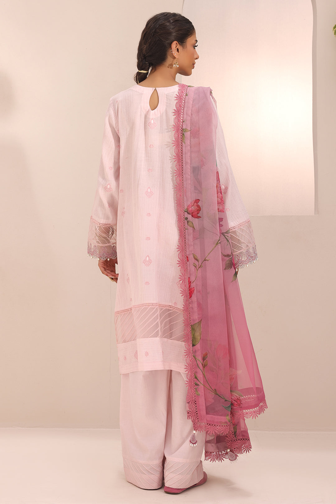 Zellbury | Unstitched 3 Piece Cambric | Embroidered Shirt Shalwar Dupatta - 1543 - House Of Hania