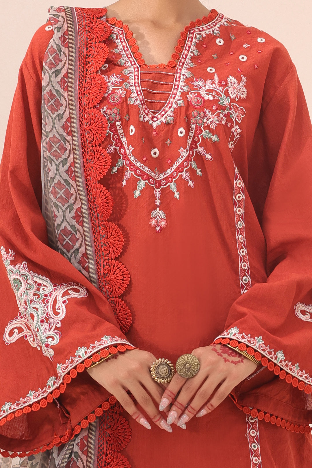 Zellbury | Unstitched 3 Piece Cambric | Embroidered Shirt Shalwar Dupatta - 1544 - House Of Hania