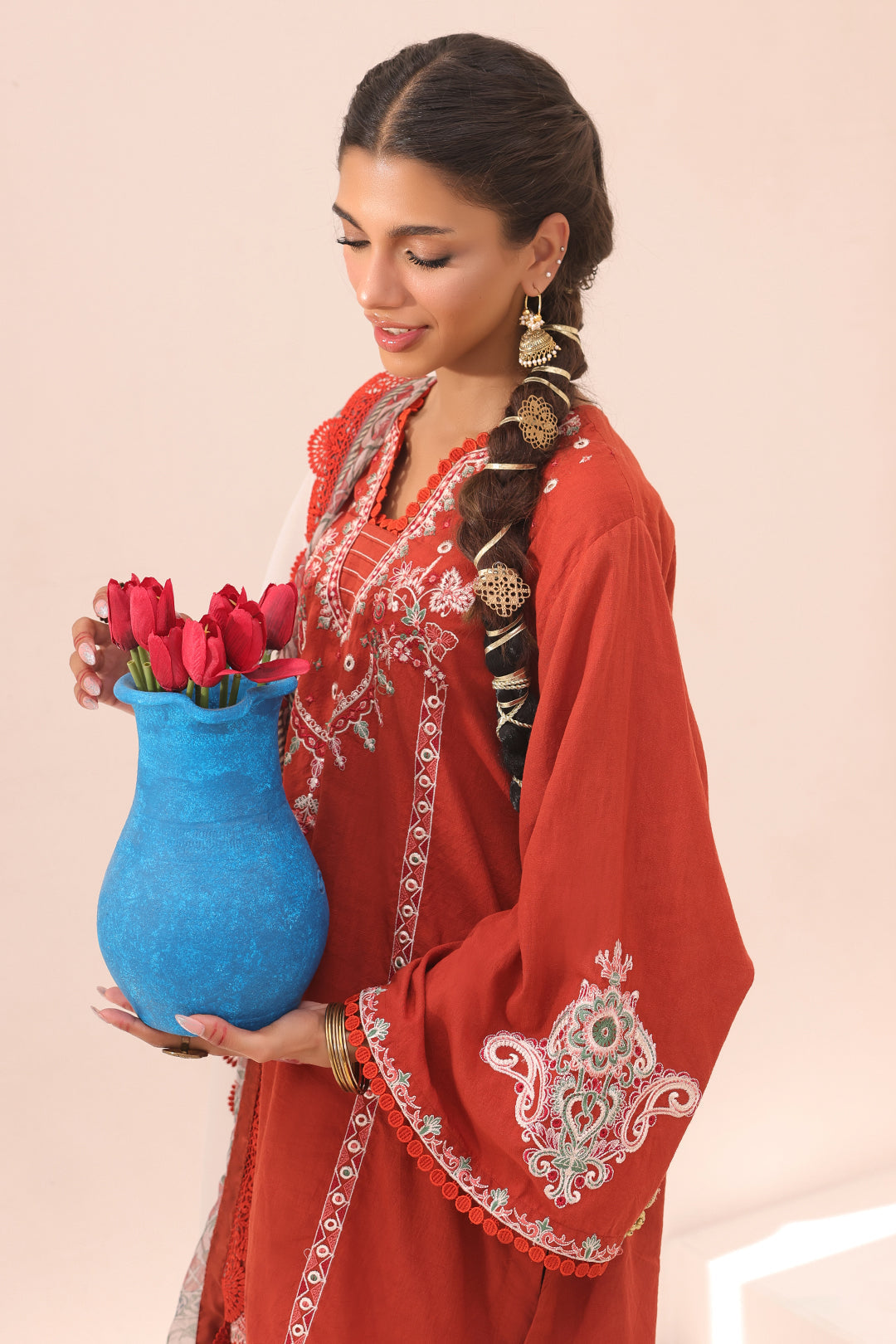 Zellbury | Unstitched 3 Piece Cambric | Embroidered Shirt Shalwar Dupatta - 1544 - House Of Hania