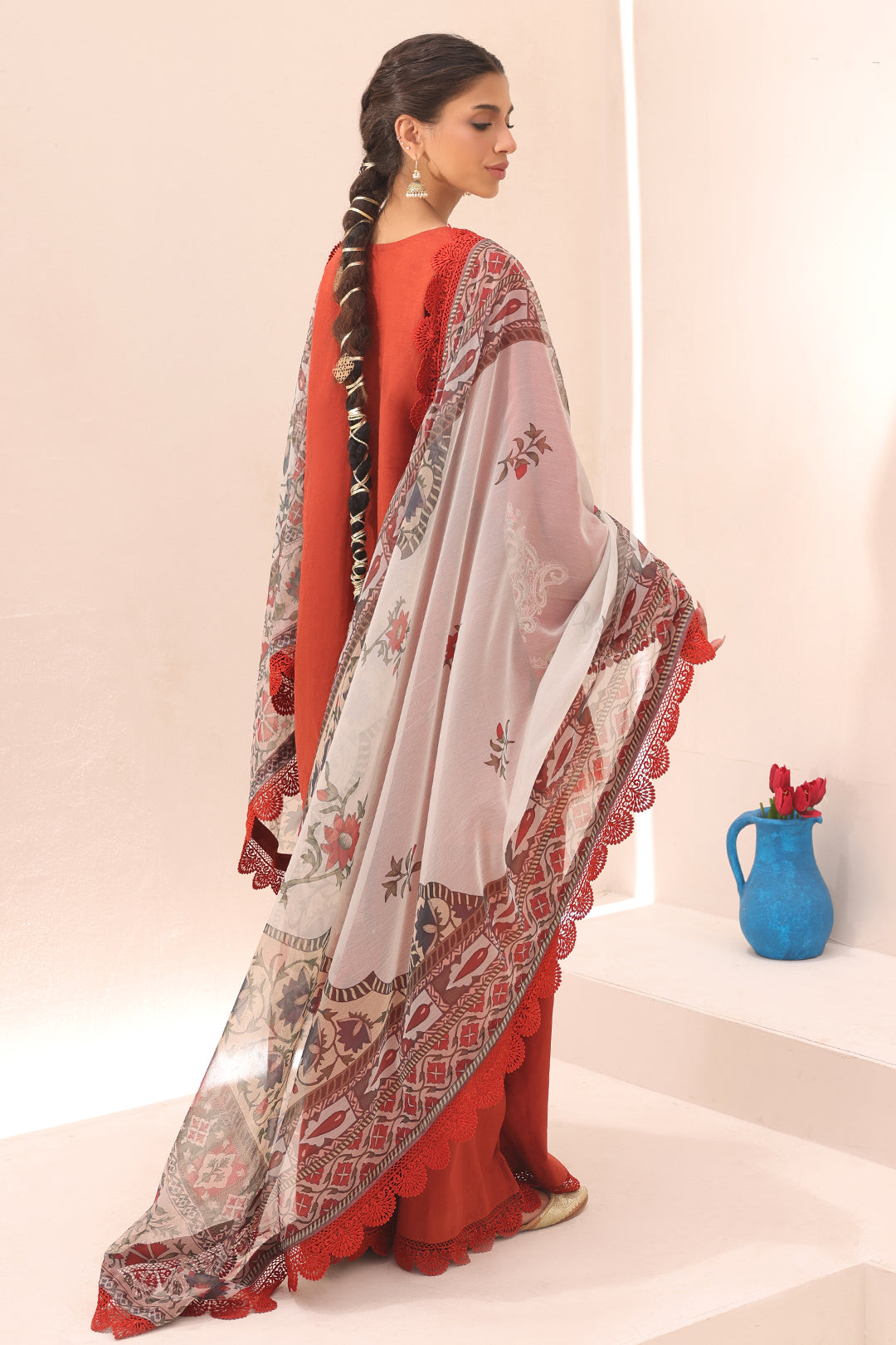 Zellbury | Unstitched 3 Piece Cambric | Embroidered Shirt Shalwar Dupatta - 1544 - House Of Hania