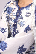 Zellbury | Unstitched 3 Piece Cambric | Embroidered Shirt Shalwar Dupatta - 1554 - House Of Hania