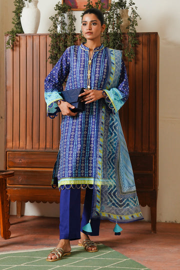 Zellbury | Unstitched 3 Piece Cambric | Shirt Shalwar Dupatta - 0031 - House Of Hania