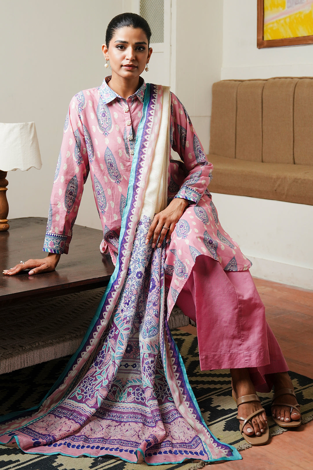 Zellbury | Unstitched 3 Piece Cambric | Shirt Shalwar Dupatta - 0035 - House Of Hania