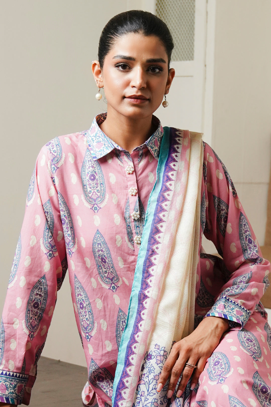Zellbury | Unstitched 3 Piece Cambric | Shirt Shalwar Dupatta - 0035 - House Of Hania