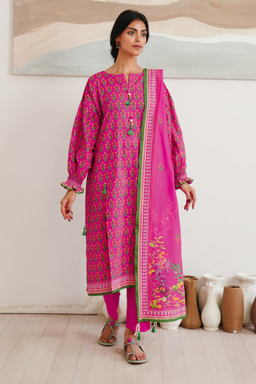 Zellbury | Unstitched 3 Piece Cambric | Shirt Shalwar Dupatta - 0037 - House Of Hania