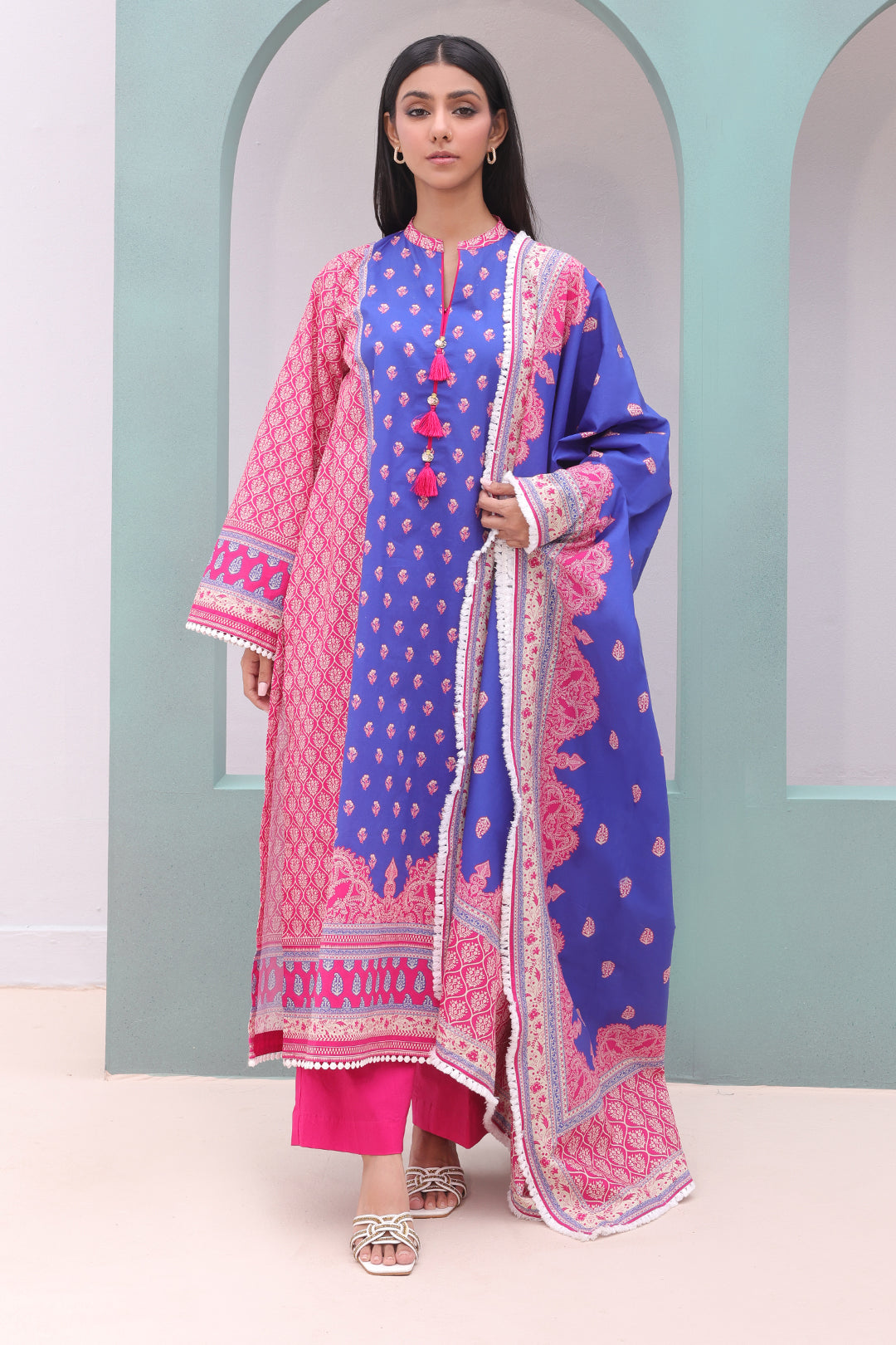 Zellbury | Unstitched 3 Piece Cambric | Shirt Shalwar Dupatta - 0038 - House Of Hania