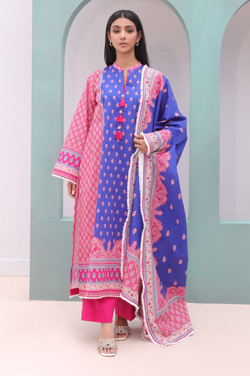 Zellbury | Unstitched 3 Piece Cambric | Shirt Shalwar Dupatta - 0038 - House Of Hania