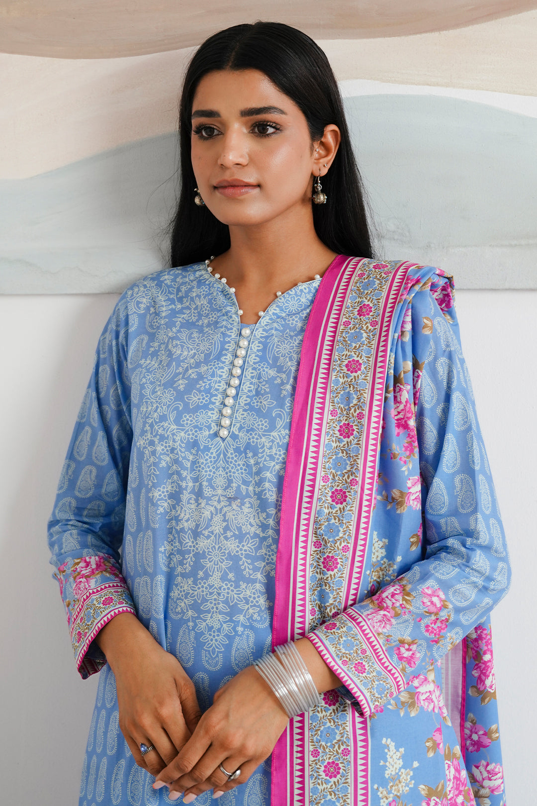 Zellbury | Unstitched 3 Piece Cambric | Shirt Shalwar Dupatta - 0039 - House Of Hania