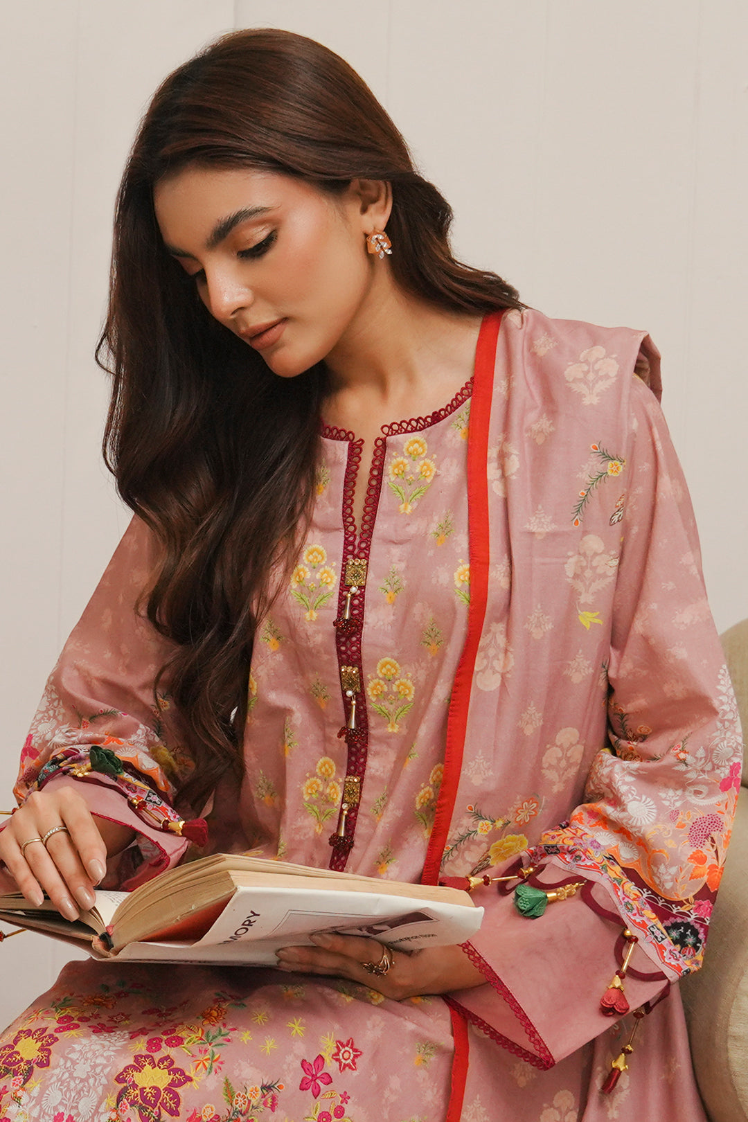 Zellbury | Unstitched 3 Piece Cambric | Shirt Shalwar Dupatta - 0041 - House Of Hania