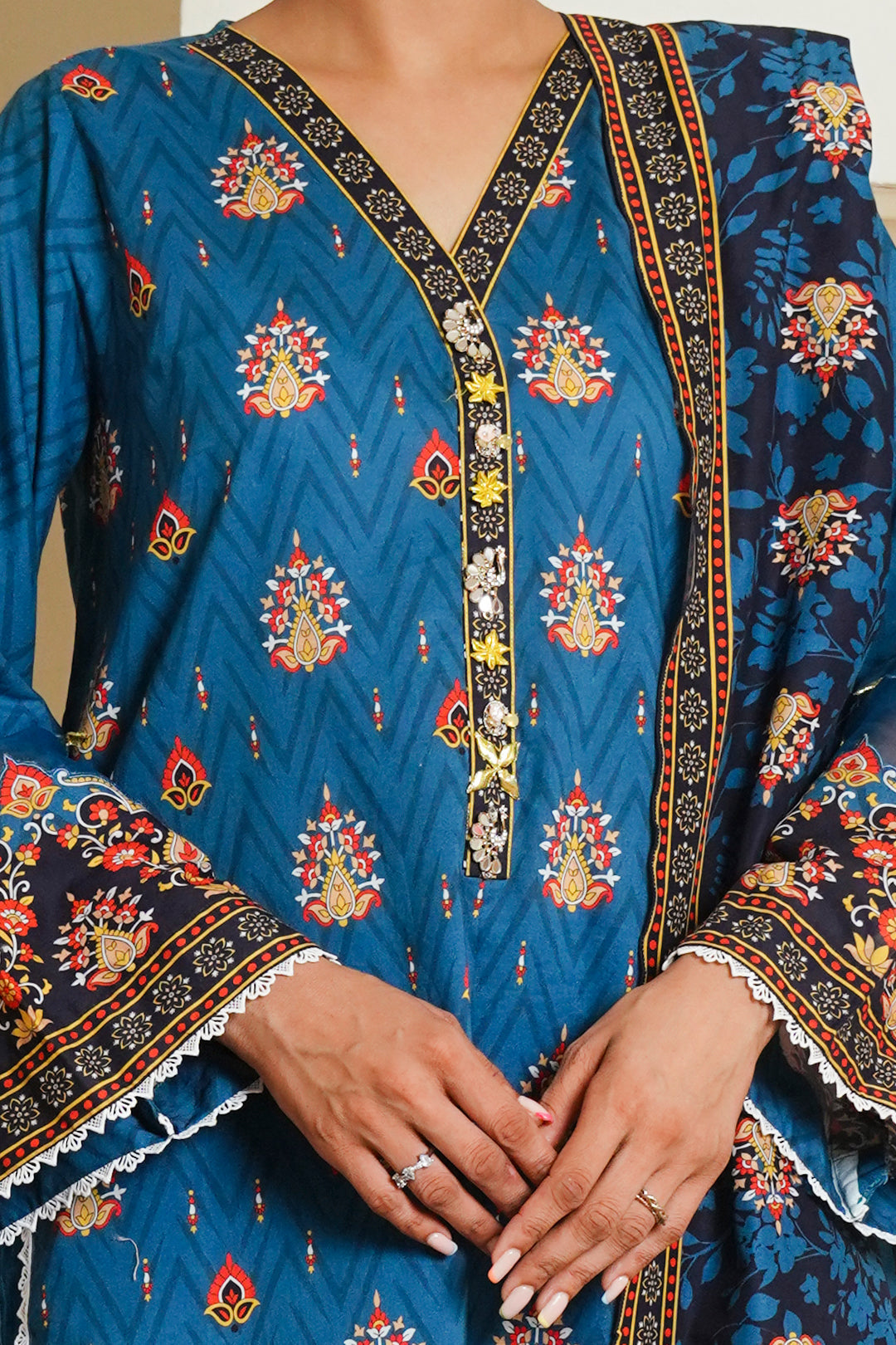 Zellbury | Unstitched 3 Piece Cambric | Shirt Shalwar Dupatta - 0042 - House Of Hania