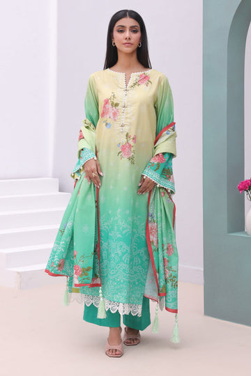 Zellbury | Unstitched 3 Piece Cambric | Shirt Shalwar Dupatta - 0043 - House Of Hania