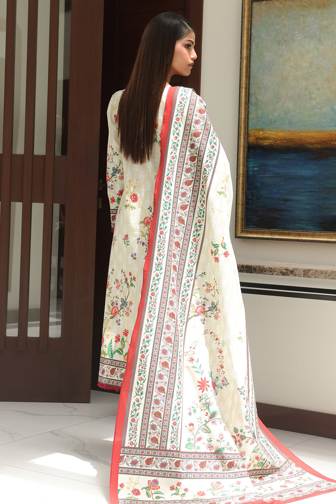 Zellbury | Unstitched 3 Piece Cambric | Shirt Shalwar Dupatta - 0044 - House Of Hania