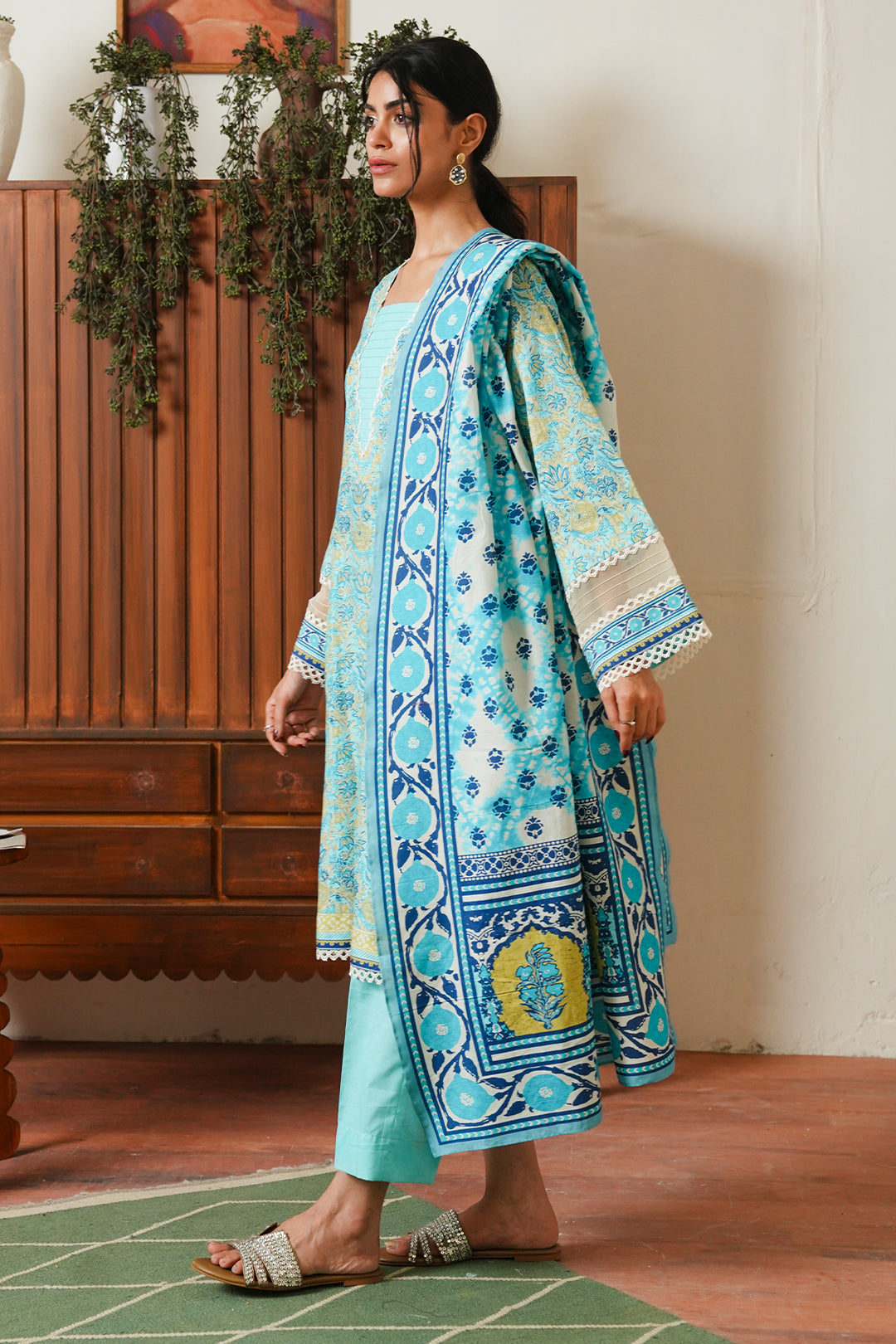 Zellbury | Unstitched 3 Piece Cambric | Shirt Shalwar Dupatta - 0046 - House Of Hania