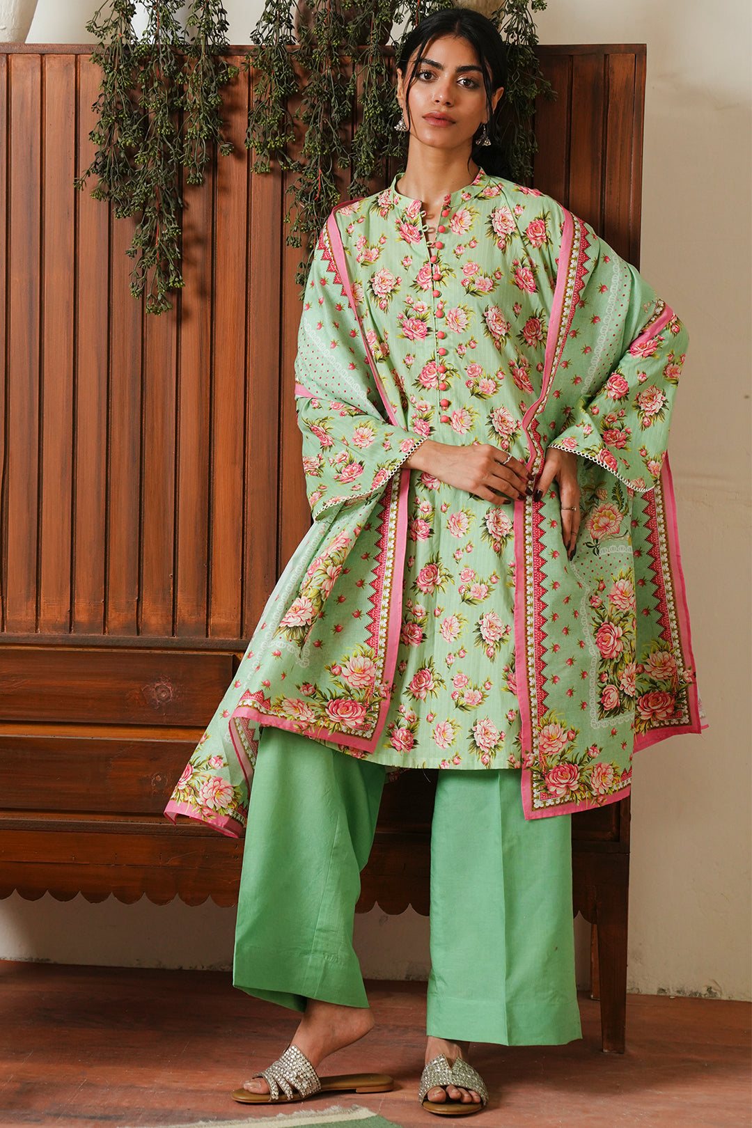 Zellbury | Unstitched 3 Piece Cambric | Shirt Shalwar Dupatta - 0048 - House Of Hania