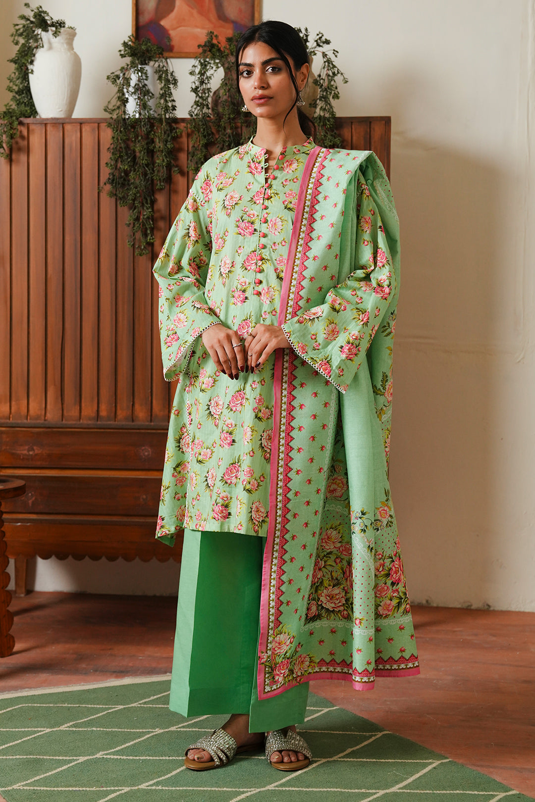 Zellbury | Unstitched 3 Piece Cambric | Shirt Shalwar Dupatta - 0048 - House Of Hania
