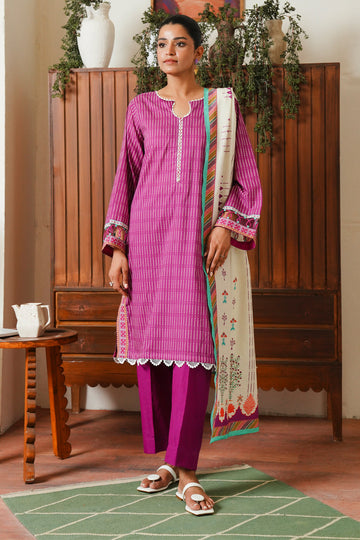 Zellbury | Unstitched 3 Piece Cambric | Shirt Shalwar Dupatta - 0052 - House Of Hania