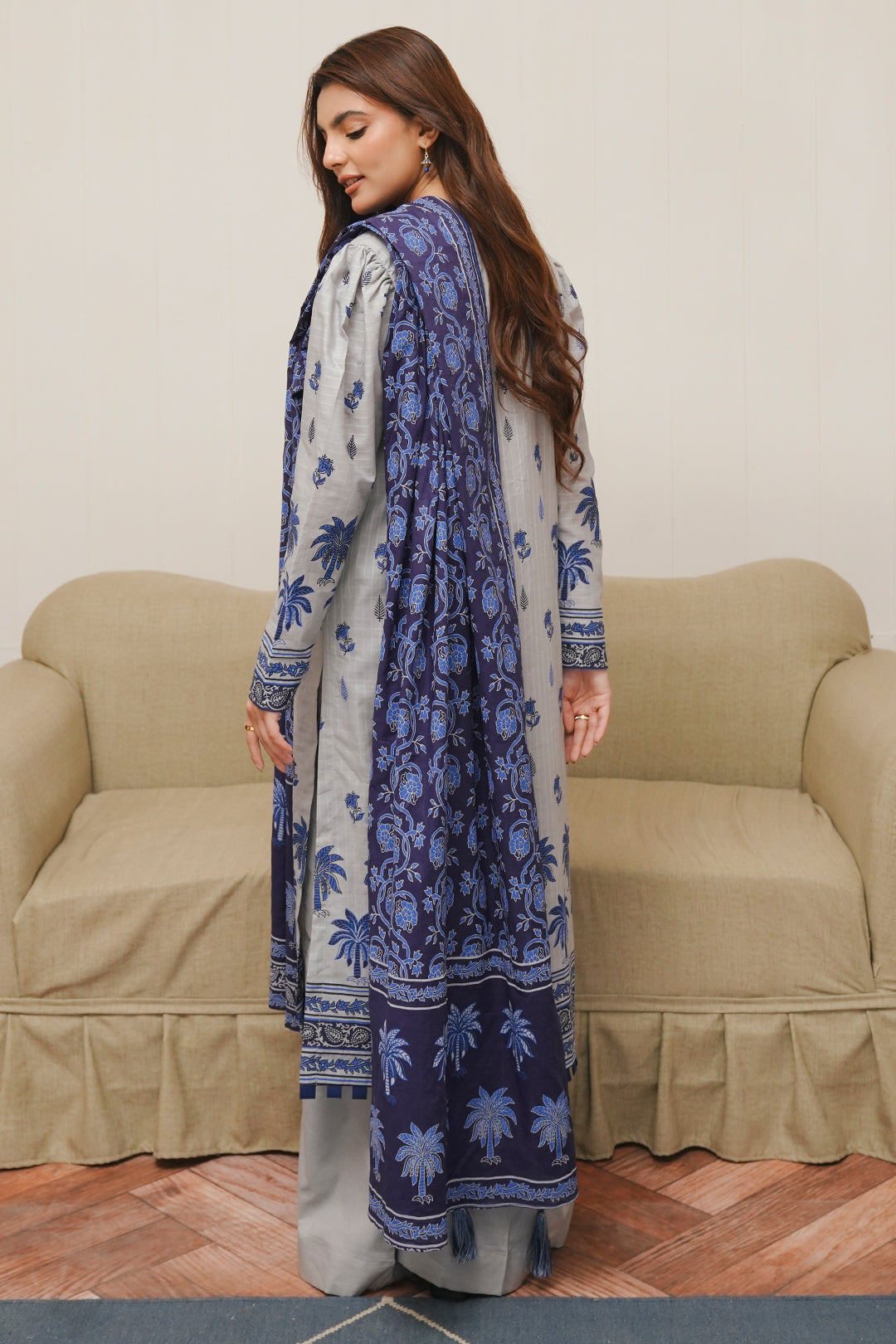 Zellbury | Unstitched 3 Piece Cambric | Shirt Shalwar Dupatta - 0056 - House Of Hania