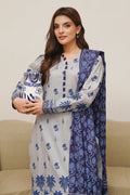 Zellbury | Unstitched 3 Piece Cambric | Shirt Shalwar Dupatta - 0056 - House Of Hania