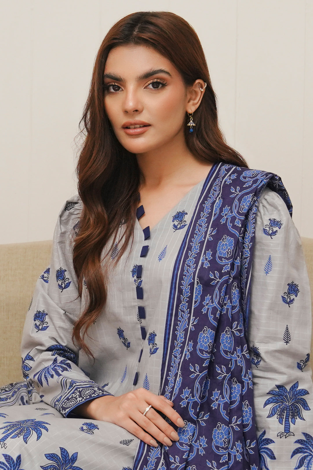 Zellbury | Unstitched 3 Piece Cambric | Shirt Shalwar Dupatta - 0056 - House Of Hania