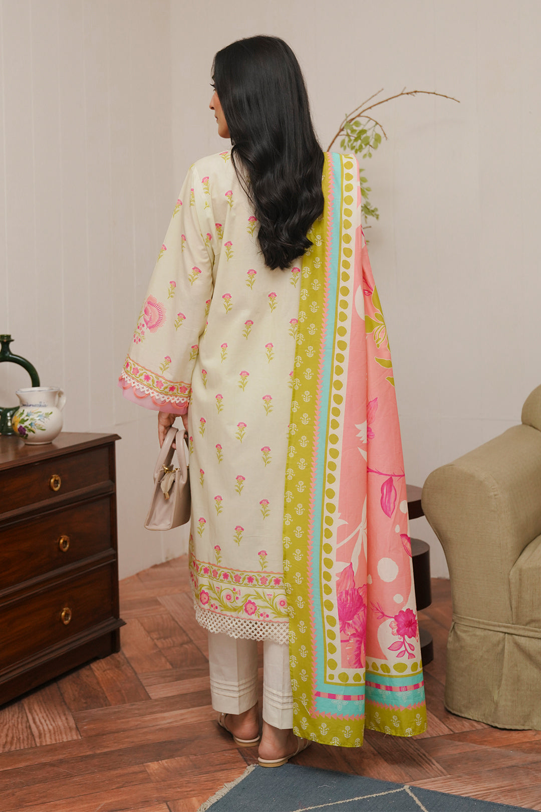 Zellbury | Unstitched 3 Piece Cambric | Shirt Shalwar Dupatta - 0057 - House Of Hania