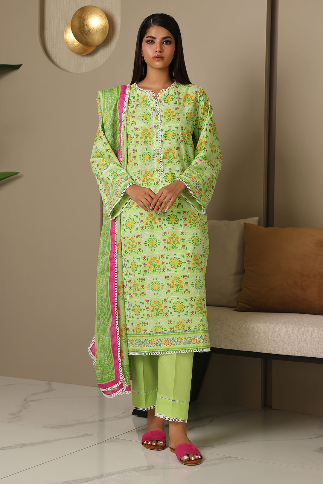 Zellbury | Unstitched 3 Piece Cambric | Shirt Shalwar Dupatta - 0115 - House Of Hania