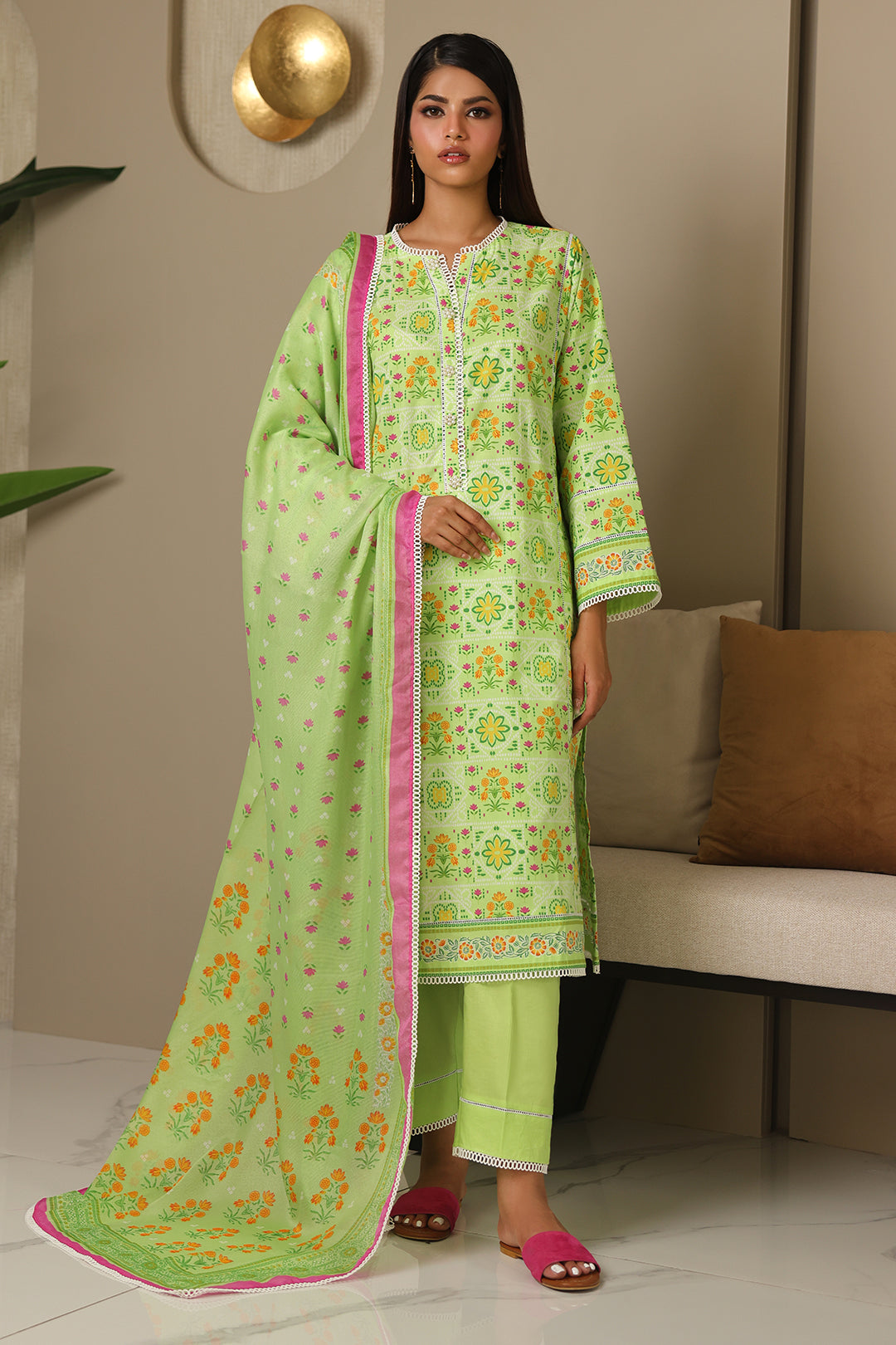 Zellbury | Unstitched 3 Piece Cambric | Shirt Shalwar Dupatta - 0115 - House Of Hania