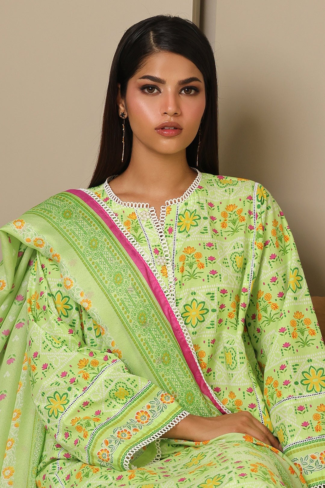 Zellbury | Unstitched 3 Piece Cambric | Shirt Shalwar Dupatta - 0115 - House Of Hania