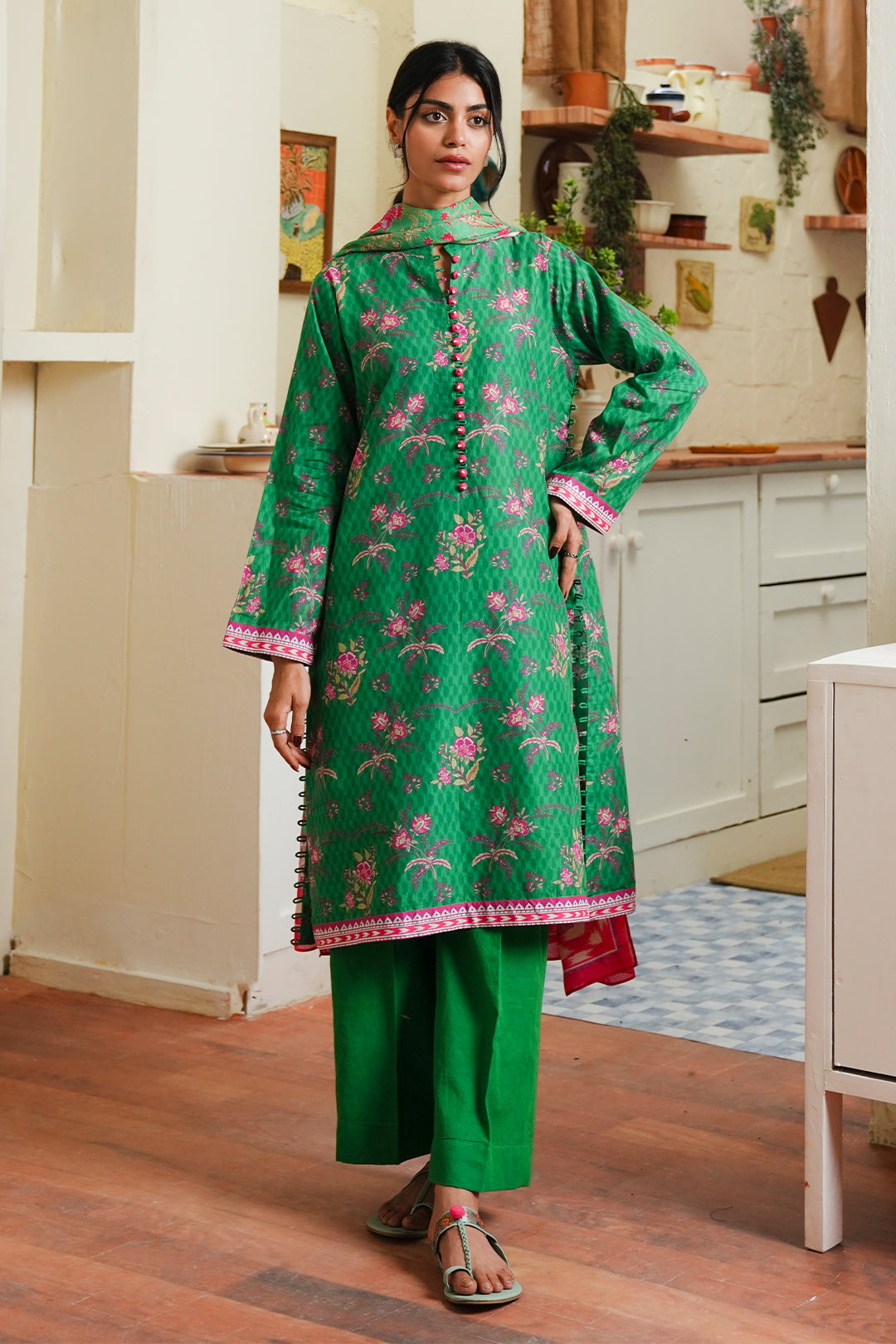 Zellbury | Unstitched 3 Piece Cambric | Shirt Shalwar Dupatta - 0118 - House Of Hania