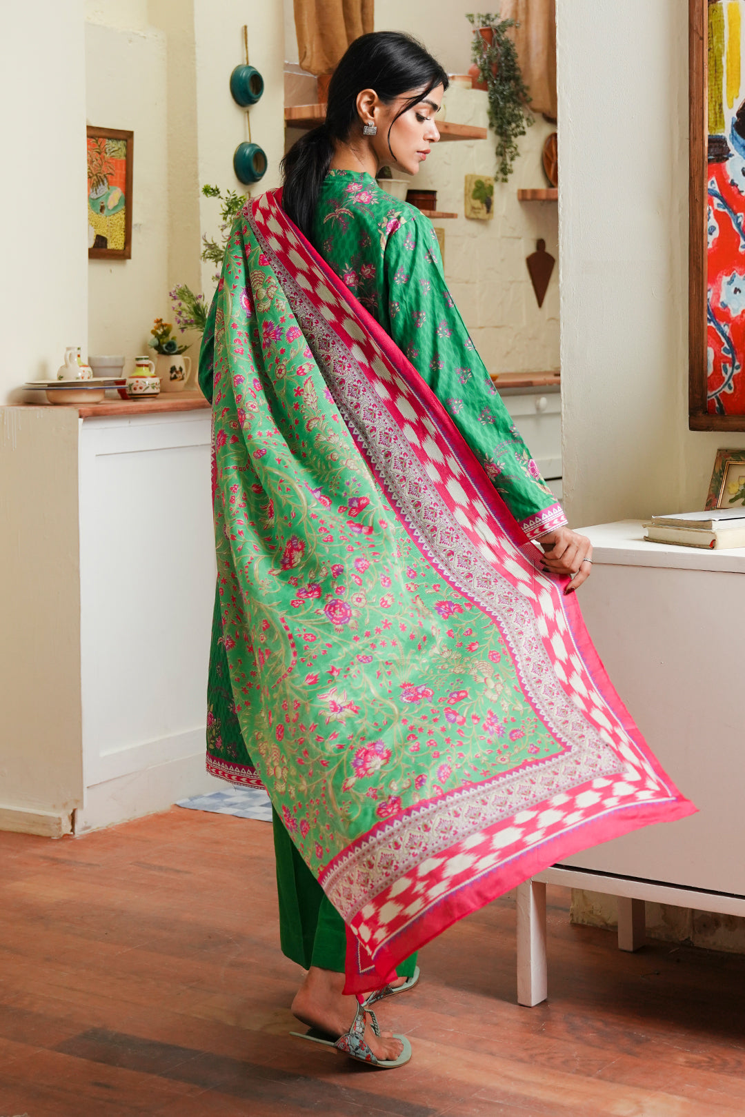 Zellbury | Unstitched 3 Piece Cambric | Shirt Shalwar Dupatta - 0118 - House Of Hania