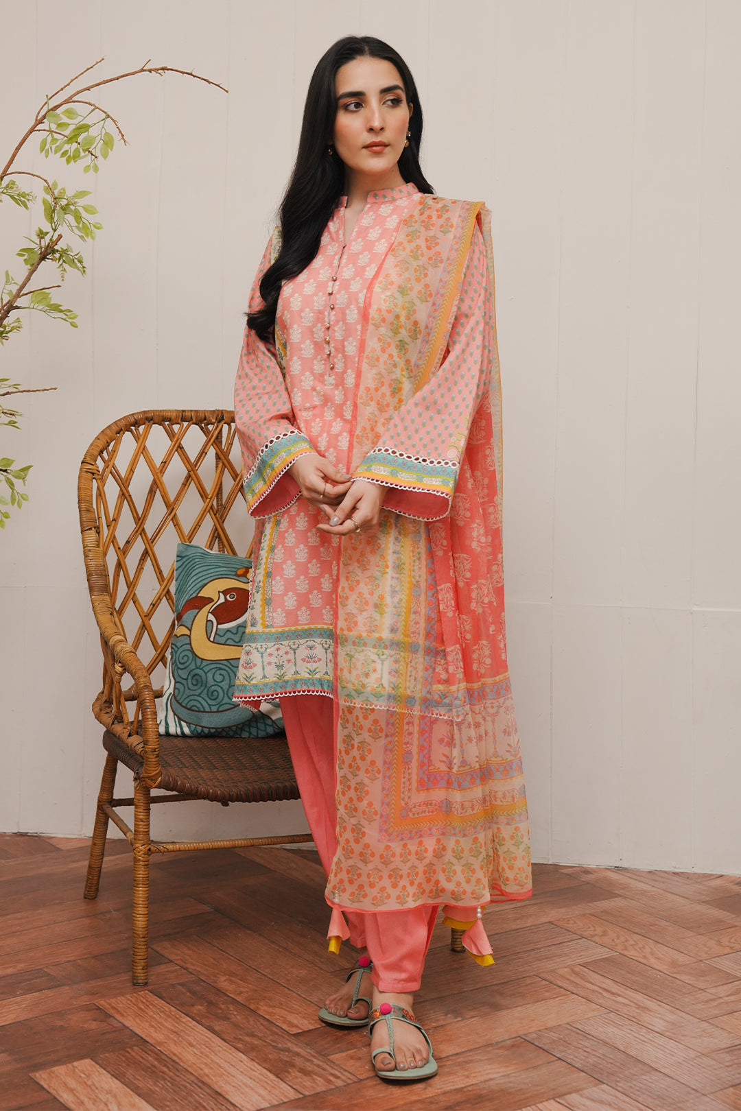 Zellbury | Unstitched 3 Piece Cambric | Shirt Shalwar Dupatta - 0119 - House Of Hania