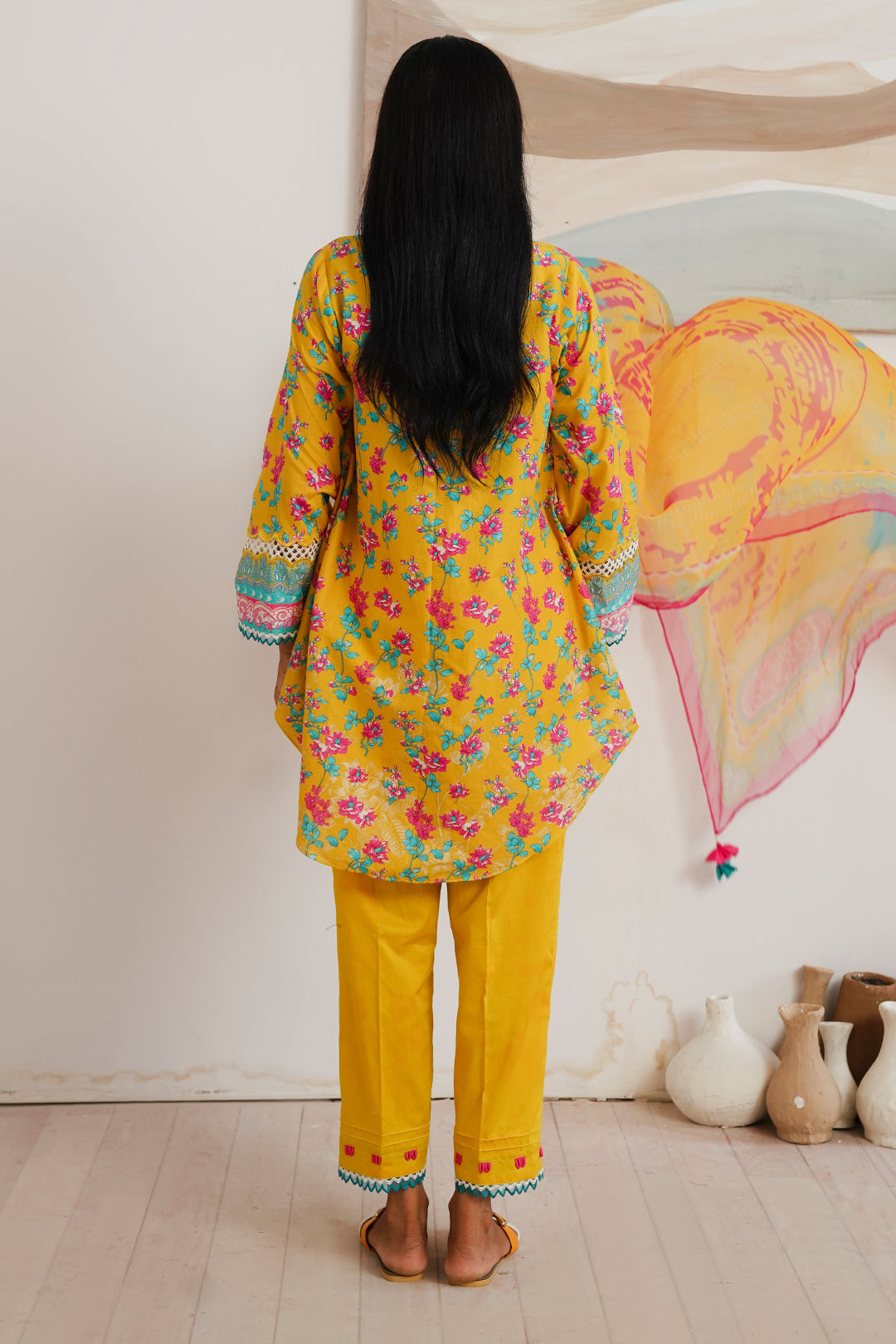 Zellbury | Unstitched 3 Piece Cambric | Shirt Shalwar Dupatta - 0120 - House Of Hania