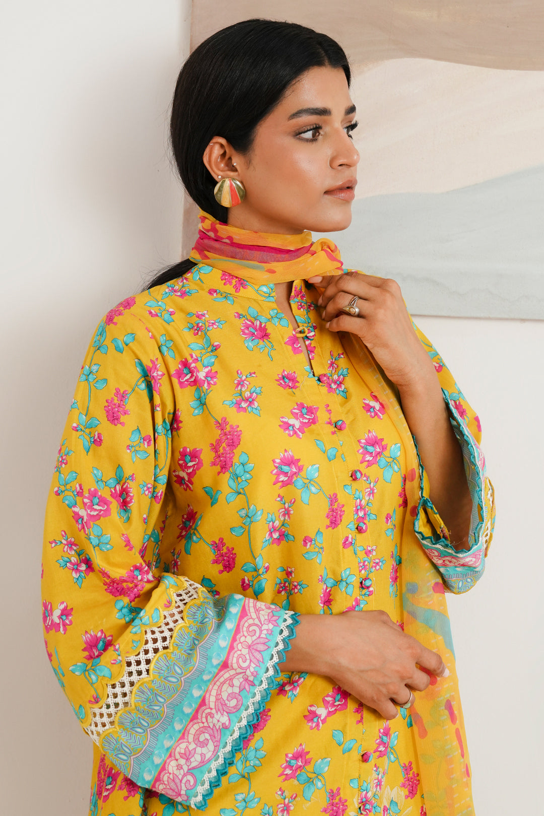 Zellbury | Unstitched 3 Piece Cambric | Shirt Shalwar Dupatta - 0120 - House Of Hania