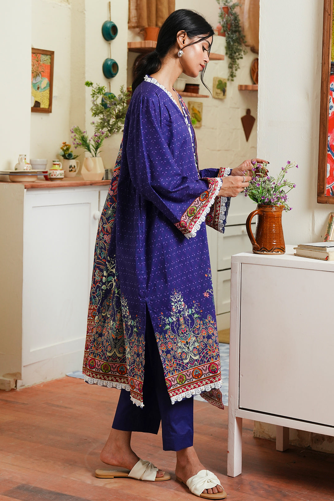Zellbury | Unstitched 3 Piece Cambric | Shirt Shalwar Dupatta - 0121 - House Of Hania