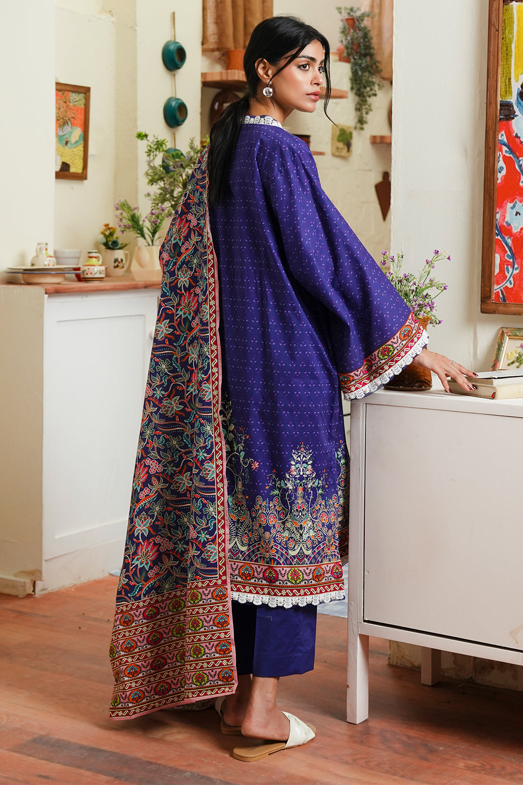 Zellbury | Unstitched 3 Piece Cambric | Shirt Shalwar Dupatta - 0121 - House Of Hania