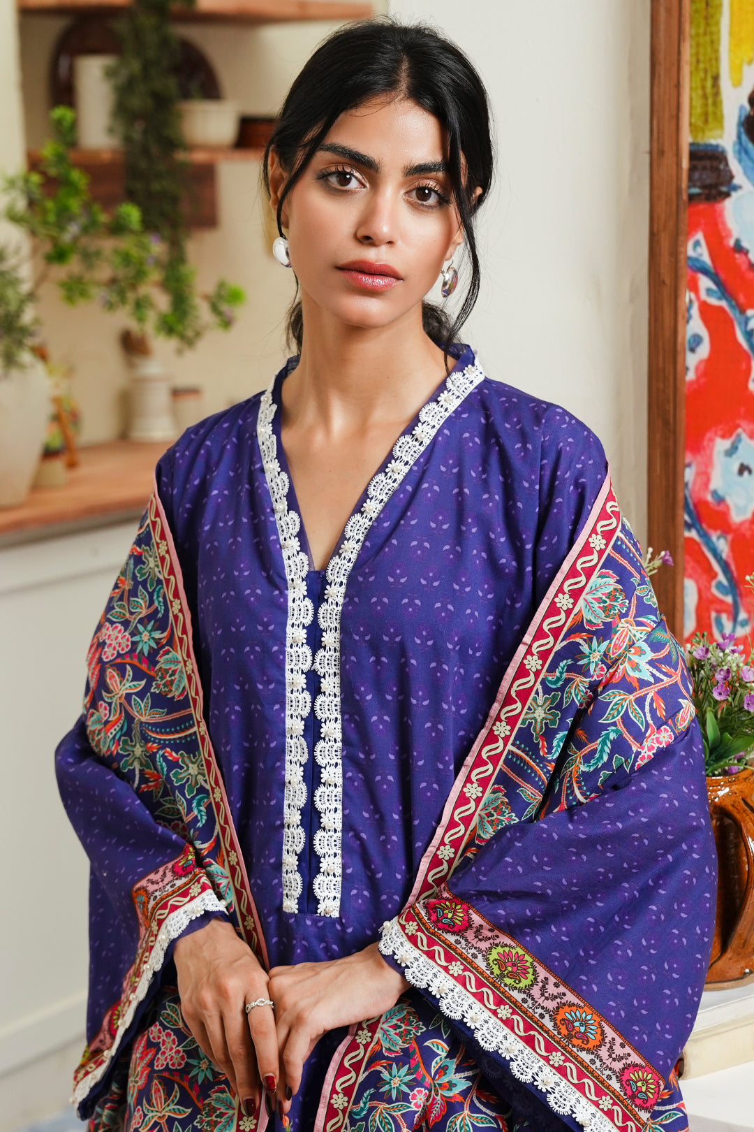 Zellbury | Unstitched 3 Piece Cambric | Shirt Shalwar Dupatta - 0121 - House Of Hania