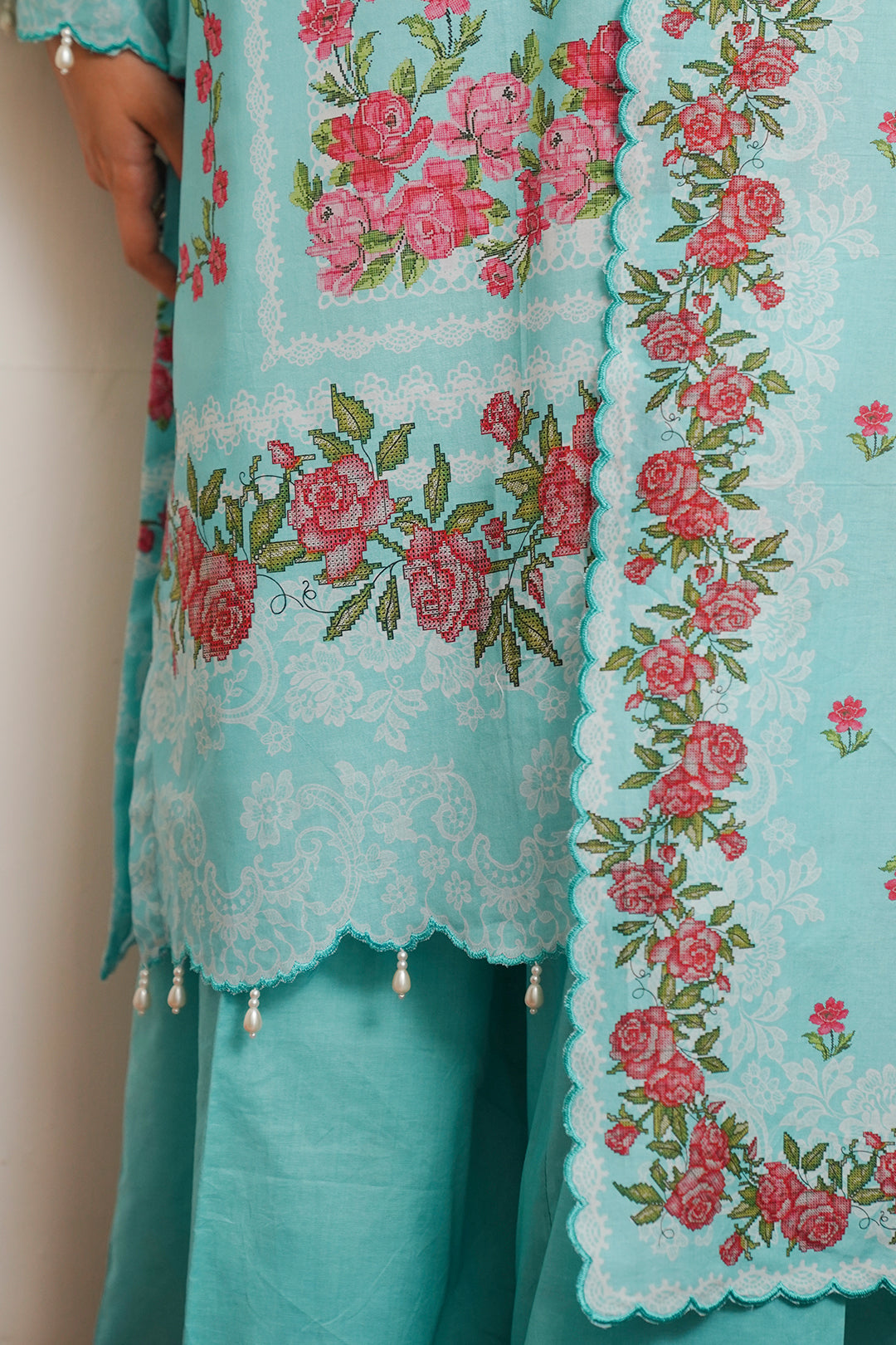 Zellbury | Unstitched 3 Piece Cambric | Shirt Shalwar Dupatta - 0122 - House Of Hania