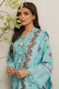 Zellbury | Unstitched 3 Piece Cambric | Shirt Shalwar Dupatta - 0122 - House Of Hania