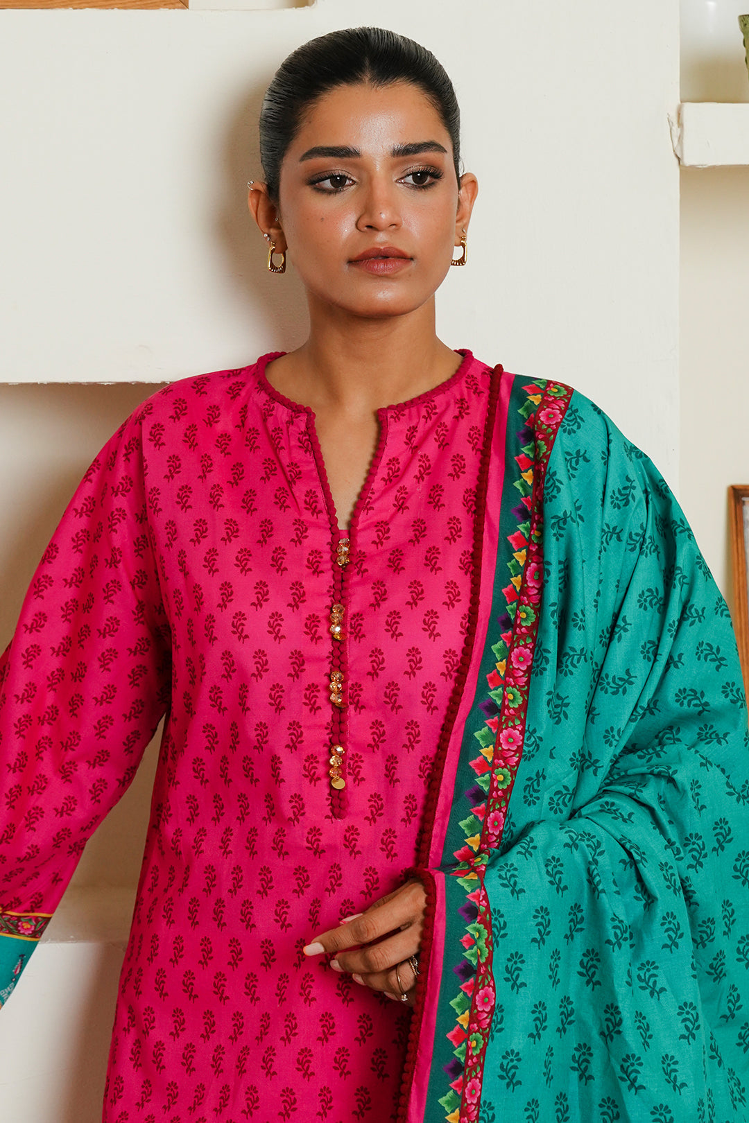 Zellbury | Unstitched 3 Piece Cambric | Shirt Shalwar Dupatta - 0123 - House Of Hania