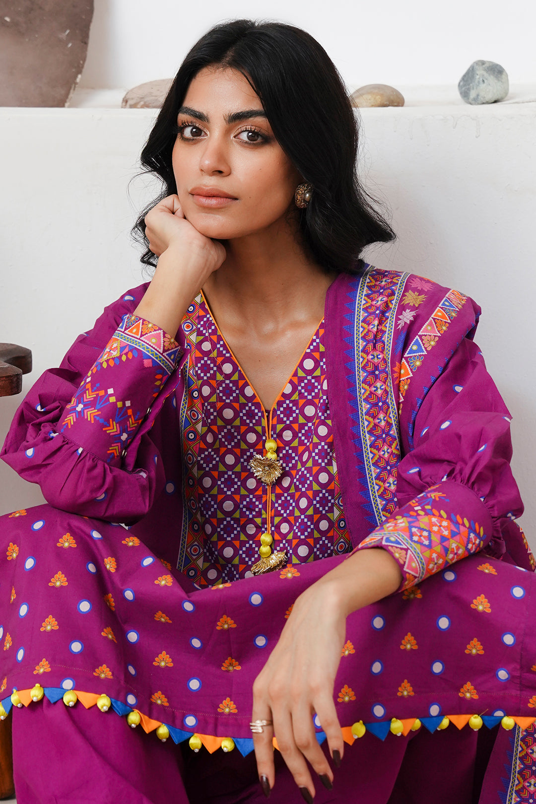 Zellbury | Unstitched 3 Piece Cambric | Shirt Shalwar Dupatta - 0124 - House Of Hania
