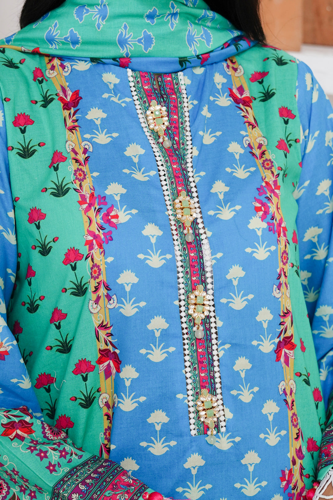 Zellbury | Unstitched 3 Piece Cambric | Shirt Shalwar Dupatta - 0126 - House Of Hania