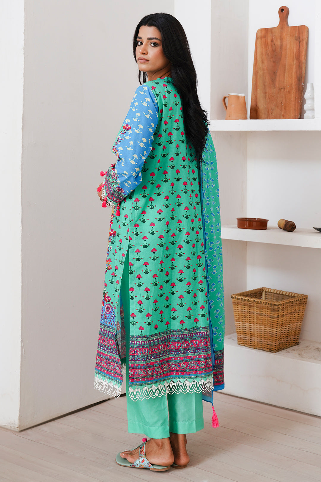 Zellbury | Unstitched 3 Piece Cambric | Shirt Shalwar Dupatta - 0126 - House Of Hania