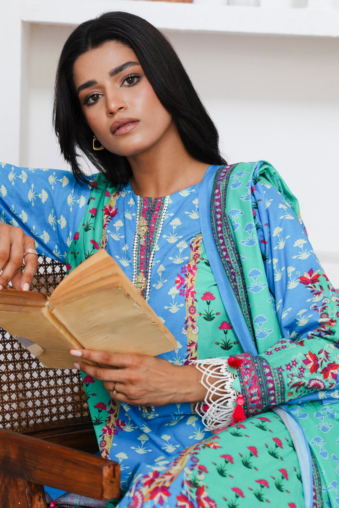 Zellbury | Unstitched 3 Piece Cambric | Shirt Shalwar Dupatta - 0126 - House Of Hania