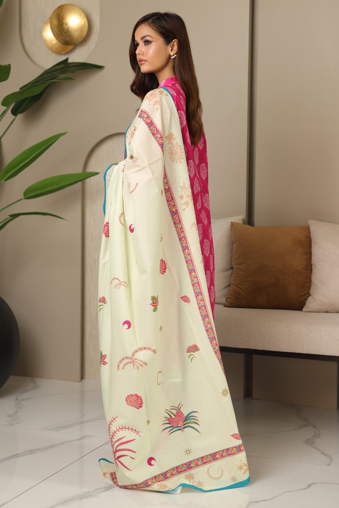 Zellbury | Unstitched 3 Piece Cambric | Shirt Shalwar Dupatta - 0129 - House Of Hania