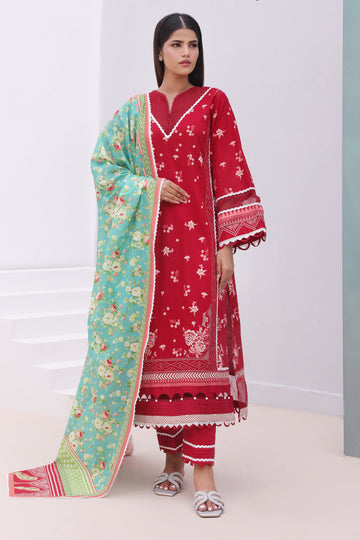 Zellbury | Unstitched 3 Piece Cambric | Shirt Shalwar Dupatta - 0136 - House Of Hania