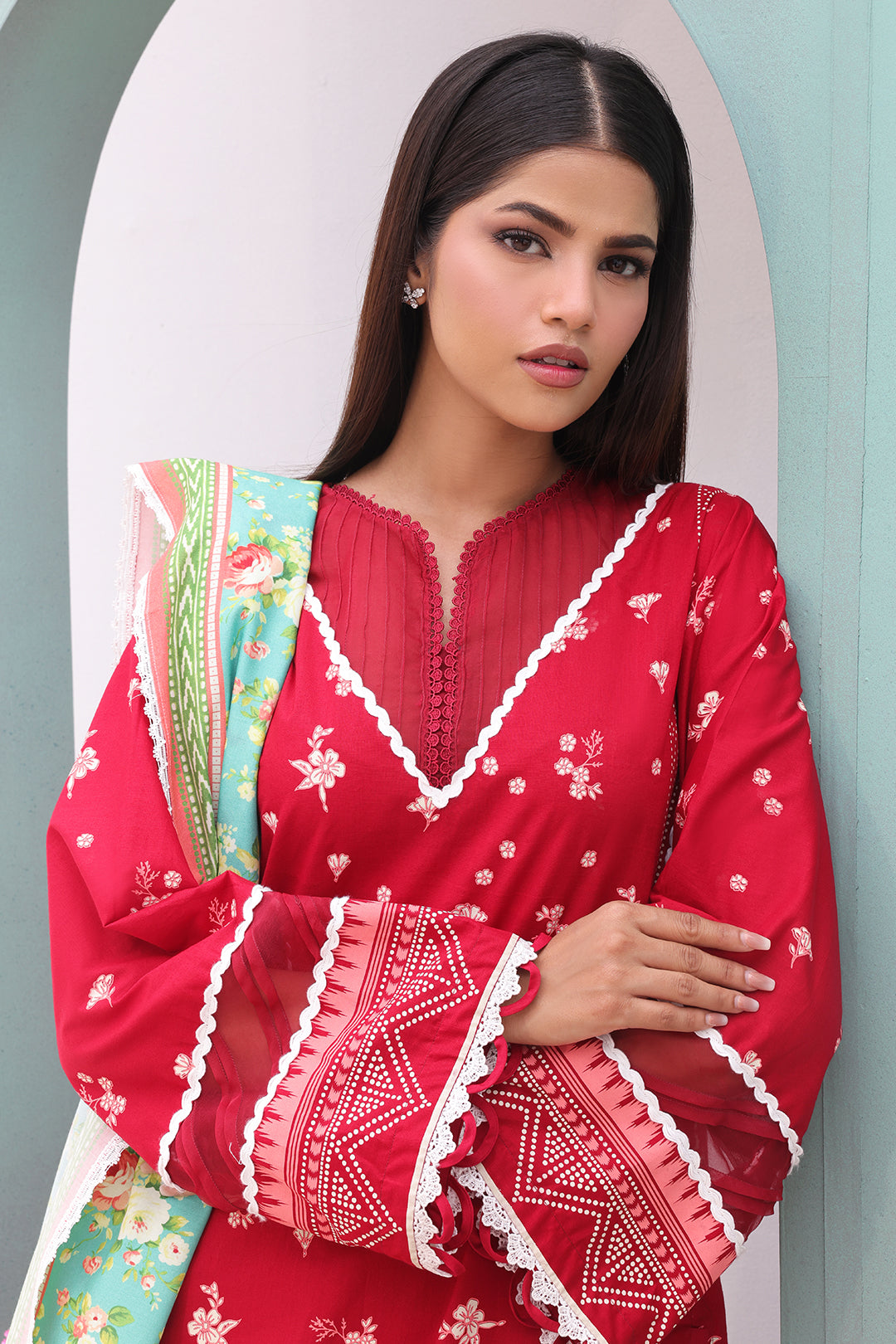 Zellbury | Unstitched 3 Piece Cambric | Shirt Shalwar Dupatta - 0136 - House Of Hania