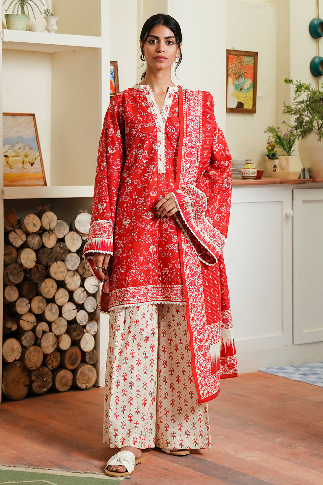 Zellbury | Unstitched 3 Piece Cambric | Shirt Shalwar Dupatta - 0139 - House Of Hania