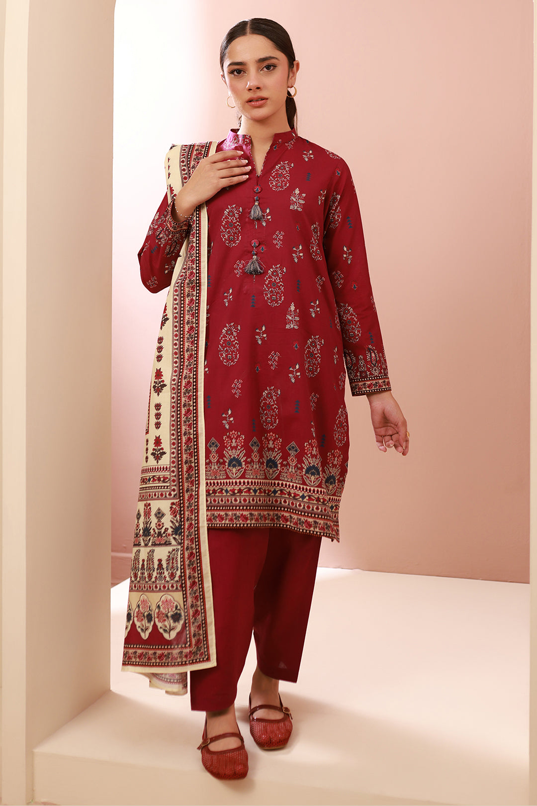 Zellbury | Unstitched 3 Piece Cambric | Shirt Shalwar Dupatta - 0625 - House Of Hania