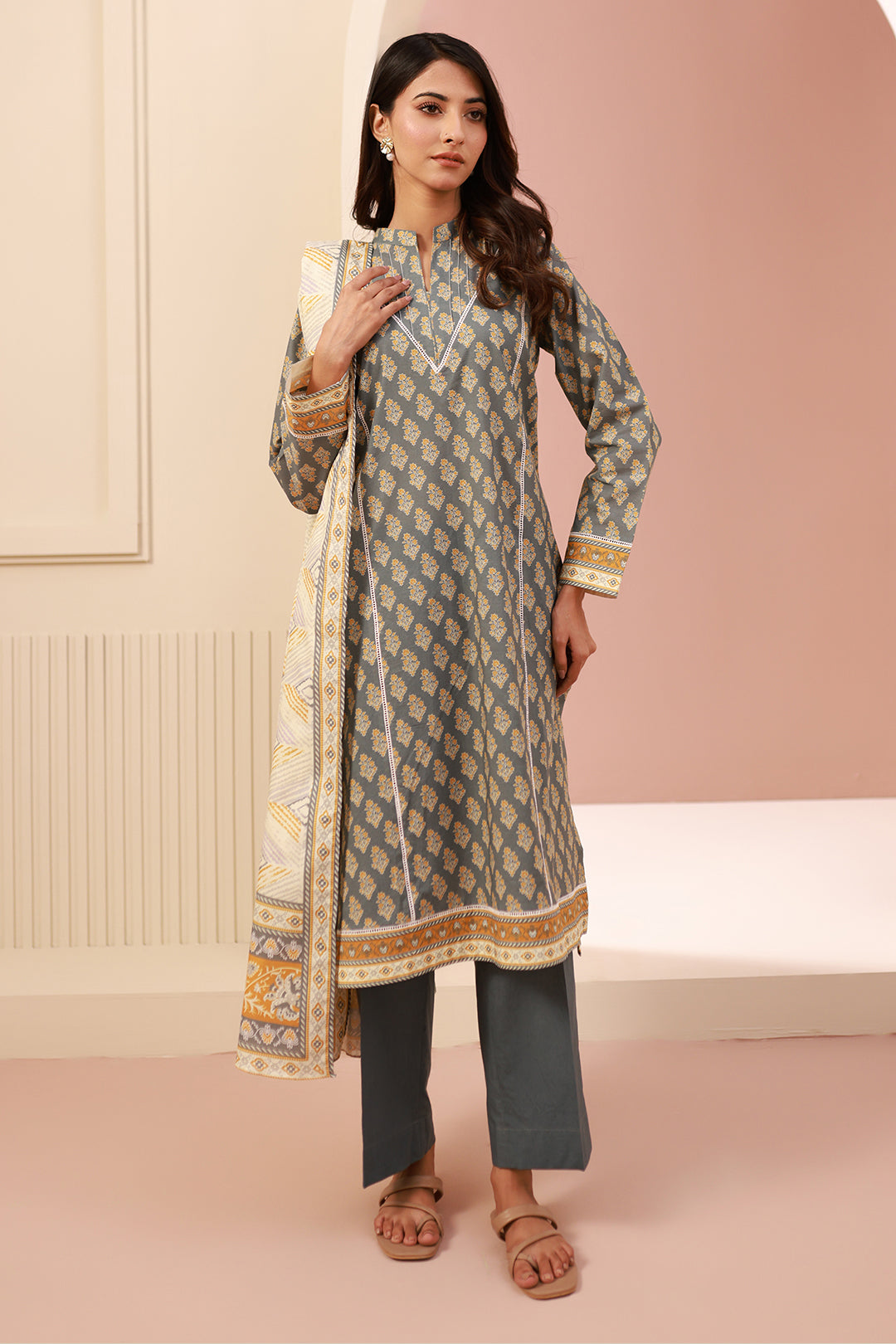 Zellbury | Unstitched 3 Piece Cambric | Shirt Shalwar Dupatta - 0626 - House Of Hania