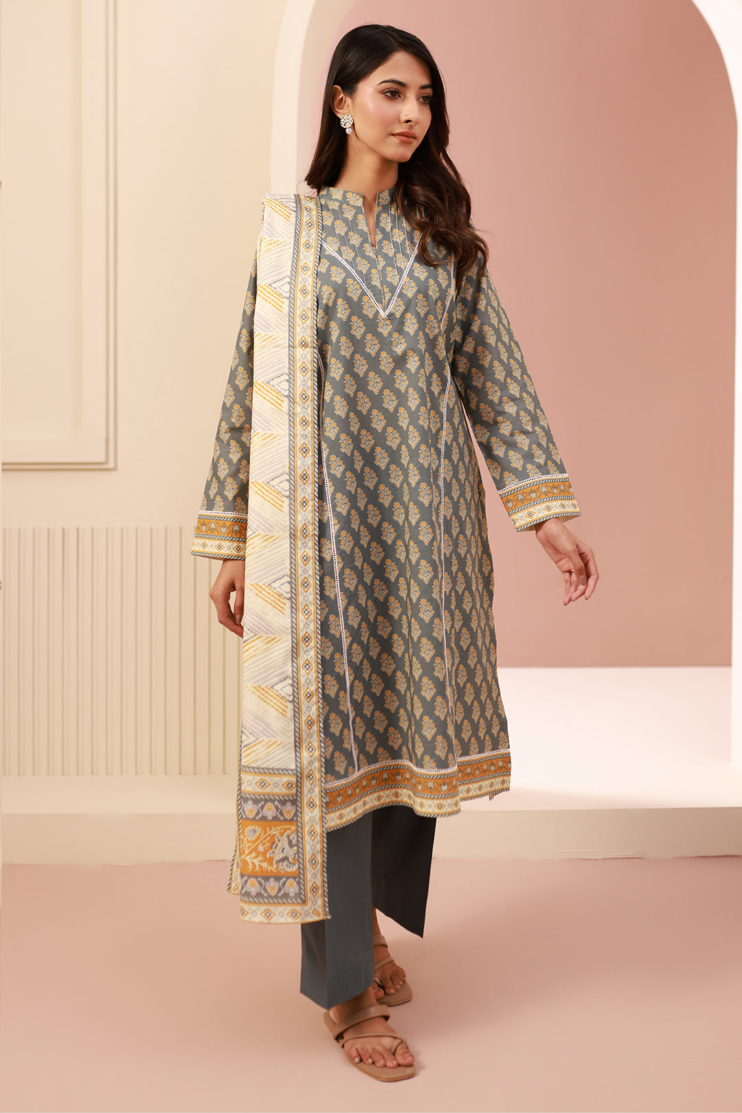 Zellbury | Unstitched 3 Piece Cambric | Shirt Shalwar Dupatta - 0626 - House Of Hania