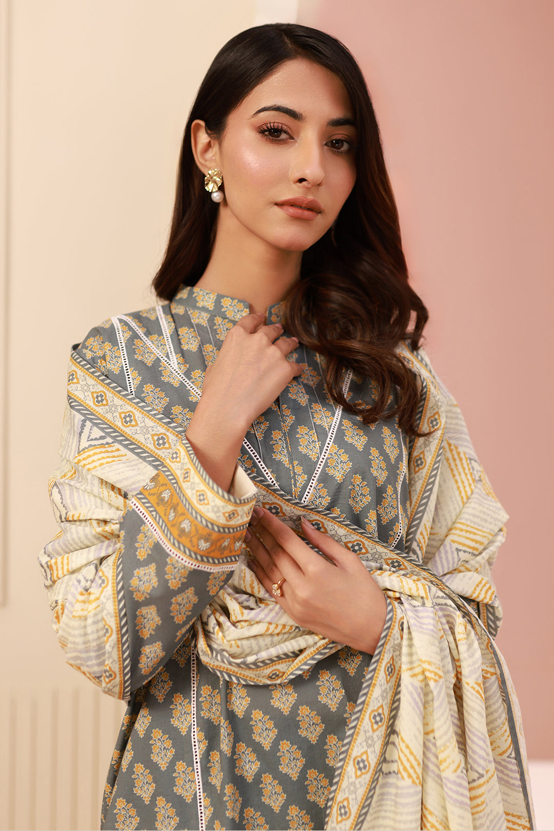 Zellbury | Unstitched 3 Piece Cambric | Shirt Shalwar Dupatta - 0626 - House Of Hania